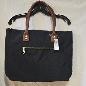 Old Navy Black Tote with Brown Handles